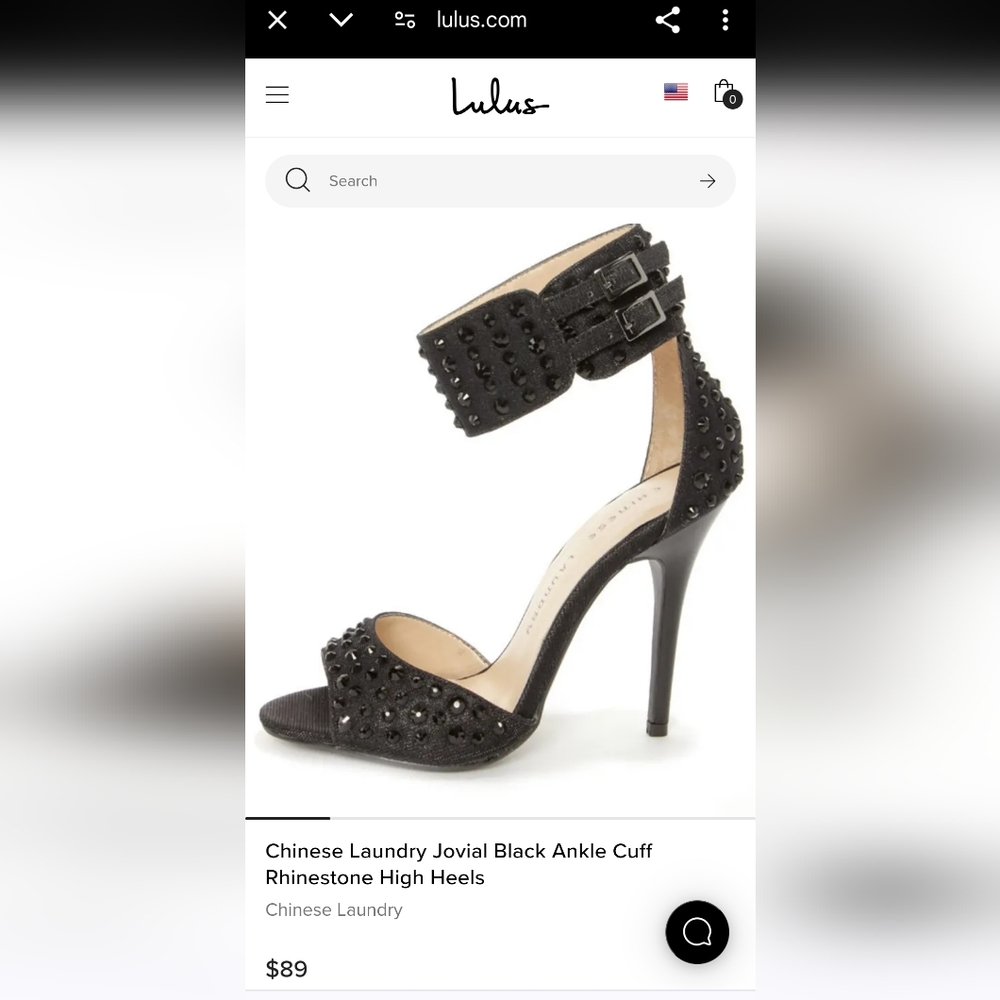 Chinese Laundry Black Studded Ankle-Cuff Rhinestone High Heels